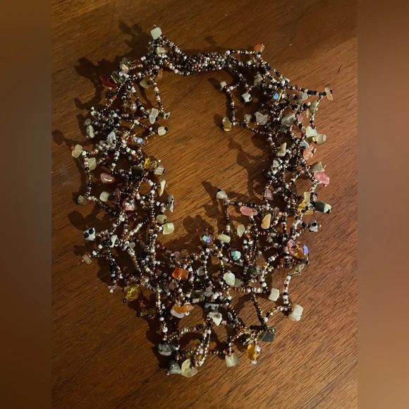 3 for $30 Vintage Multi Strands Magnetic Clasp Seed Bead Gem Crystal Necklace - Picture 4 of 8
